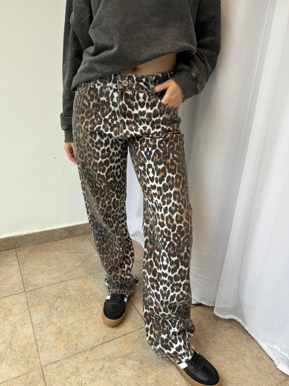 Jeans wide leg Animal Print